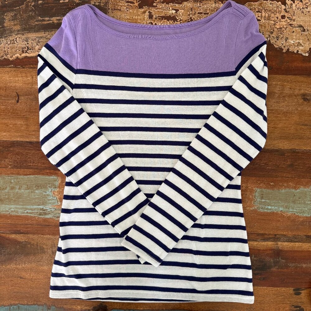 Old Navy Striped Boatneck Long Sleeve Top Size‎ Large